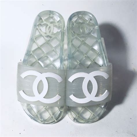 chanel jelly slides clear|Chanel female slides.